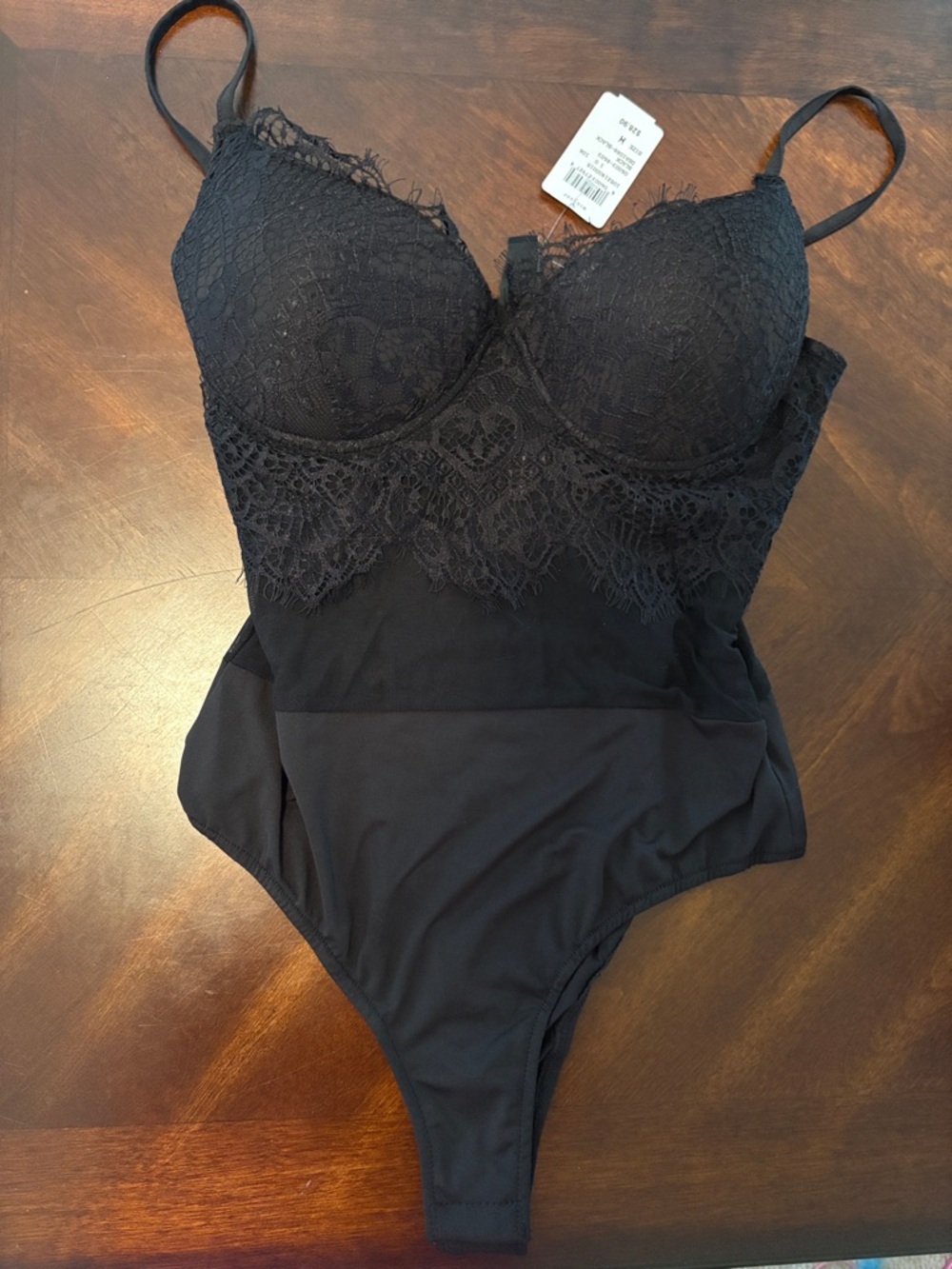 Windsor Black Lace Bodysuit with Built-in Padded Bra